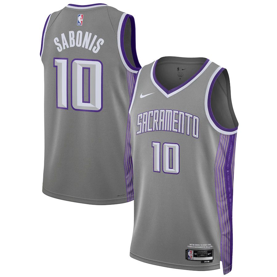 Men Sacramento Kings #10 Domantas Sabonis Nike Anthracite City Edition 2022-23 Swingman NBA Jersey